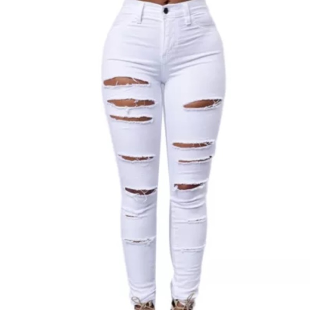 White ripped skinny jeans